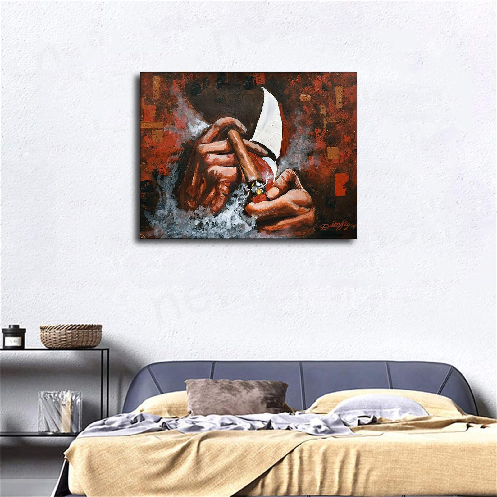 Amazon.com: Man Smoking Cigar Canvas Poster Print Wall Art Modern